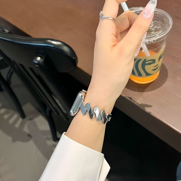 Apple Watch Band Adjustable Thunder Slim Stylish Strap Silver Stainless - Picture 5 of 6